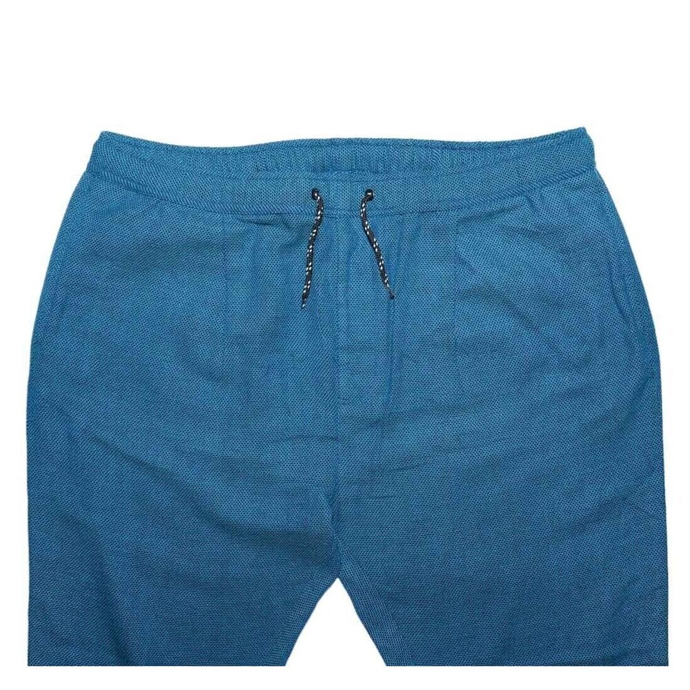 Mens Pants Joggers Teal Textured Stretch Drawstring Loose Harem Casual Beach XL - Picture 4 of 6